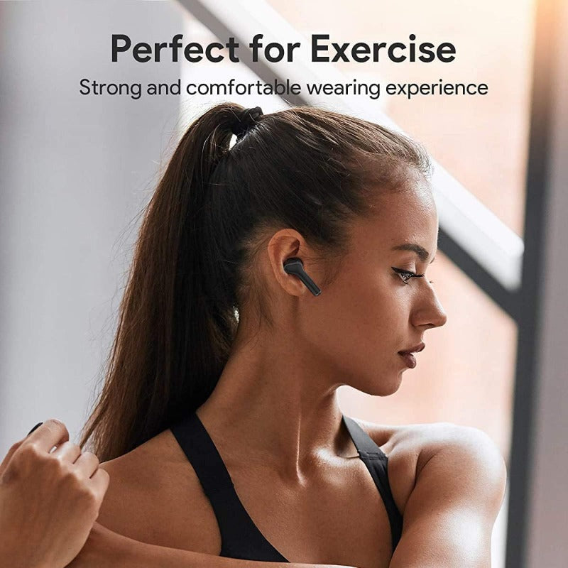 Air True Wireless Bluetooth Earbuds with 4 Mics, IPX7 Waterproof with Volume Control, USB-C Fast Charge, Deep Bass, 35H Playtime