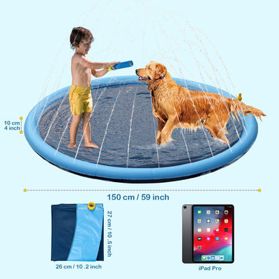 Pet Soft Splash Sprinkler Pad - Thickened Dog Splash Sprinkler Pad for Puppies Durable Pet Swimming Bathtub Pool, Summer Fun Water Toys for Dogs