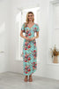 VEW Store Women's Maxi Dress Floral Printed Long Casual Beach Party Dress with Pocket