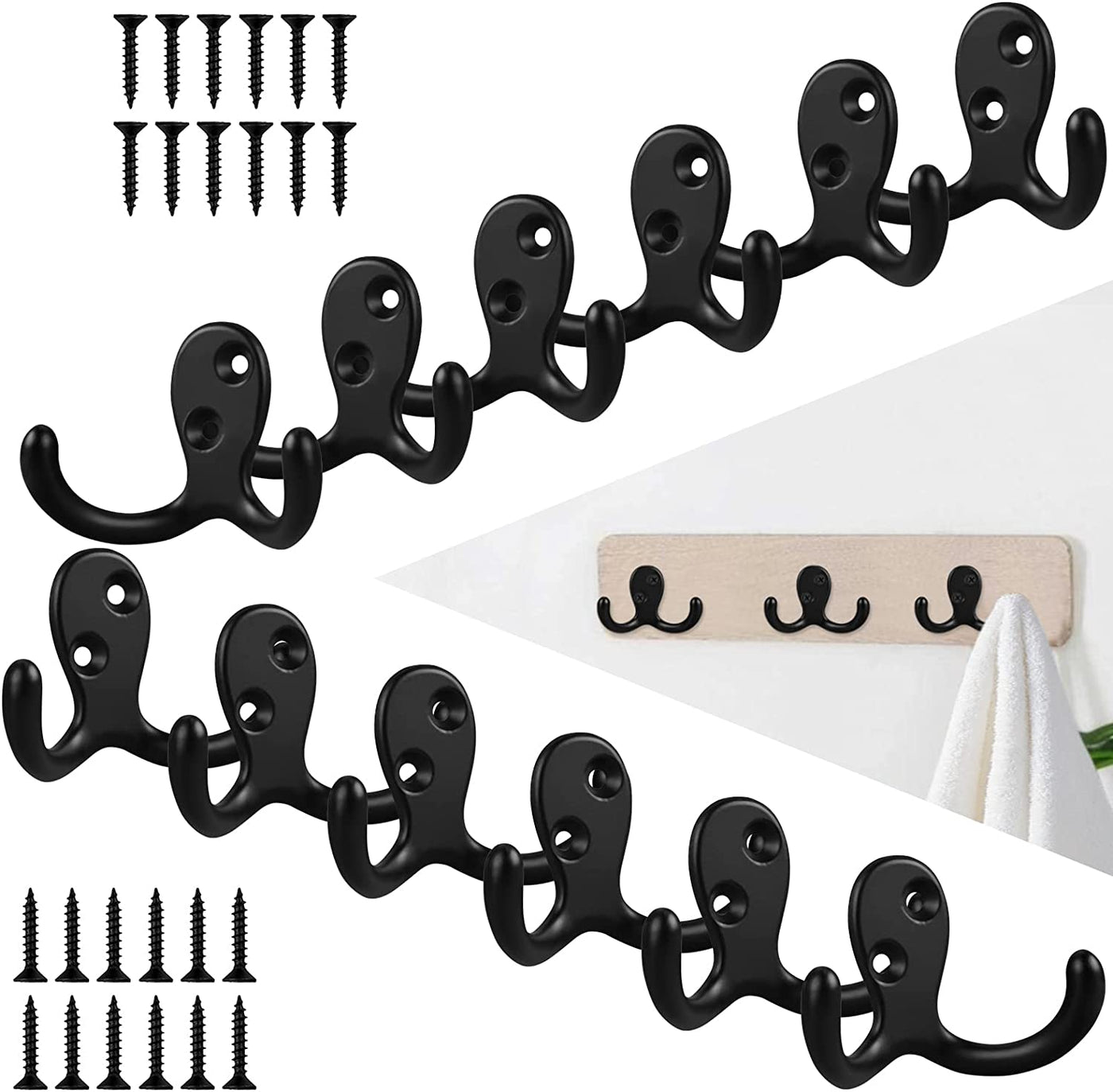 12 Pack Coat Hooks Wall Mounted 