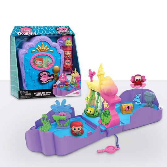 Disney Doorables beyond the Door Ariel’S Grotto Playset, Includes 3 Exclusive Disney the Little Mermaid Figures, 8 Accessories, and 1 Key, Kids Toys for Ages 5 Up
