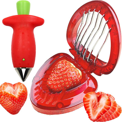 Strawberry Huller Stem Remover and Strawberry Slicer Set