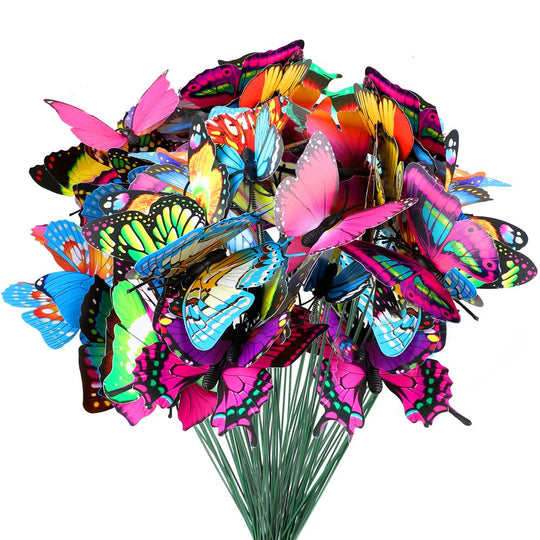 50 Pcs Garden Butterfly Stakes