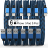 6 Pack Apple Mfi Certified iPhone & iPad Charger Long Lightning Cable Fast Charging High Speed Data Sync USB Cable