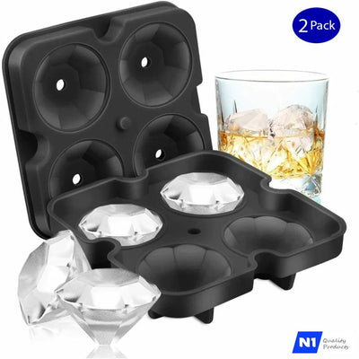 Silicone 3D Diamond ICE Cube Tray Maker Mold Whiskey Cocktails - New