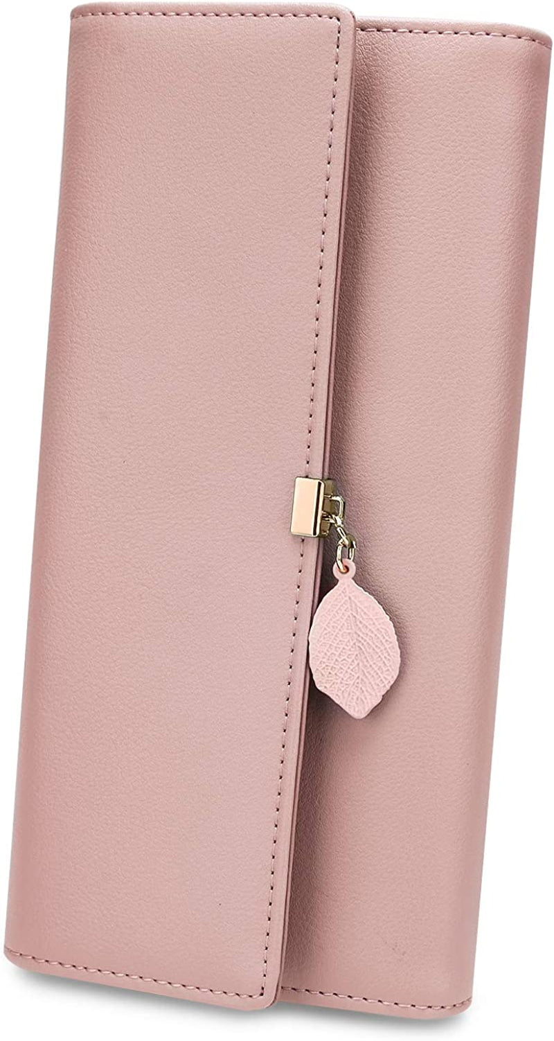  RFID Blocking Genuine Leather Leaf Pendant Purse