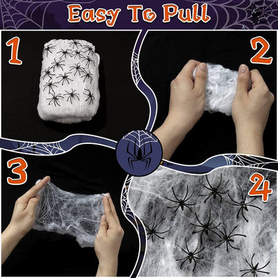 1500 sq ft Halloween Spider Webs Decorations with 80 Plastic Spiders