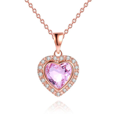 18K Rose Gold Heart Necklace with Pendant