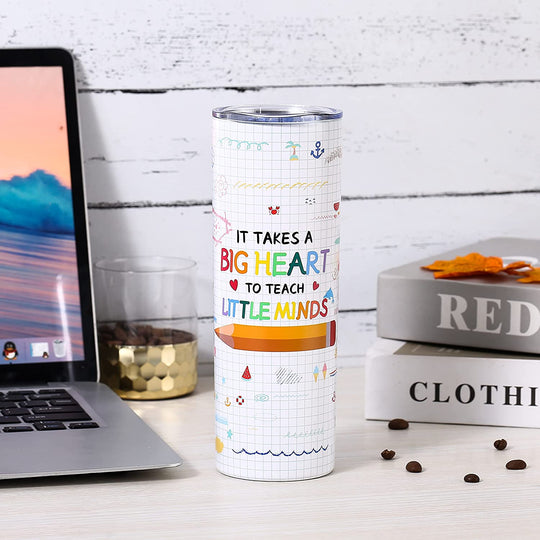 Teacher Gifts for Women Men -Teacher Tumbler Gifts - End Of Year Teacher Gifts - Teacher Gifts From Student-Big Heart To Shape Little Minds - 20oz Teacher Tumbler Cup