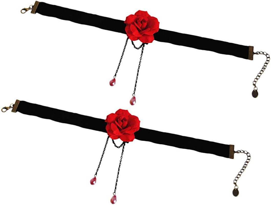  2PCS Rose Flower Choker