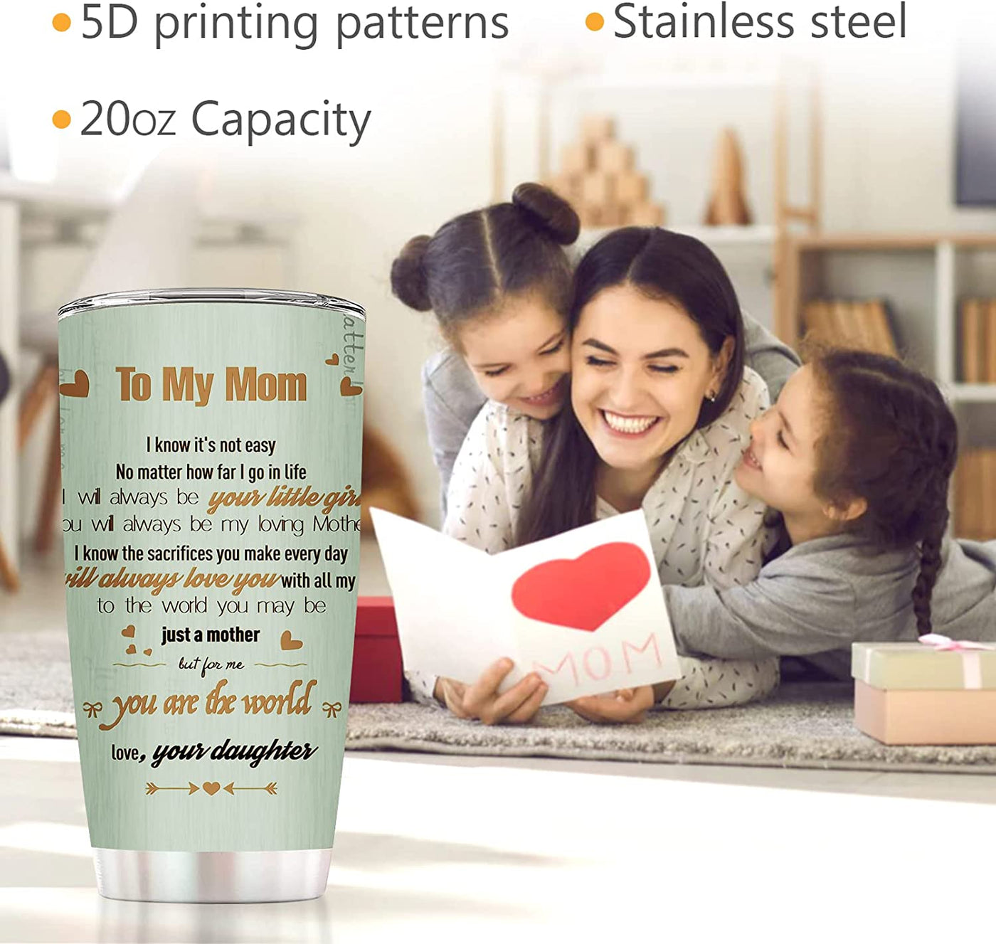  20oz Stainless Steel Insulated Sunflower Mom Tumbler