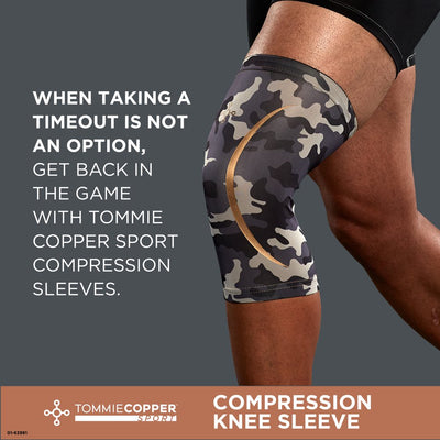 Tommie Copper Sport Compression Knee Sleeve, Grey Camo, Small/Medium