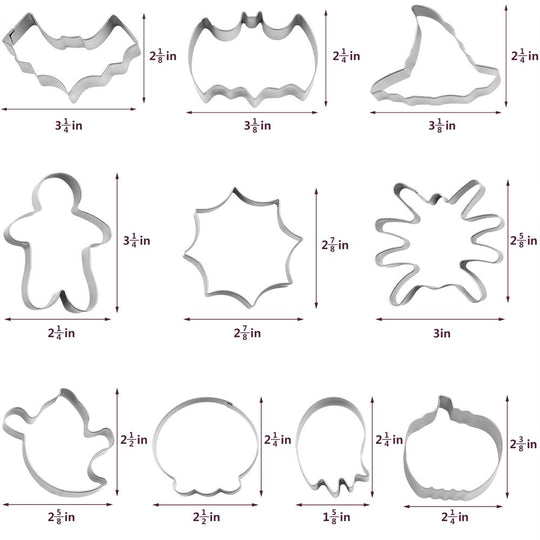 10 Pcs Halloween Cookie Cutters, Cookie Cutter Set Pumpkin Bat Ghost Shapes Molds Stainless Steel Fondant Icing Mold DIY Baking Tools