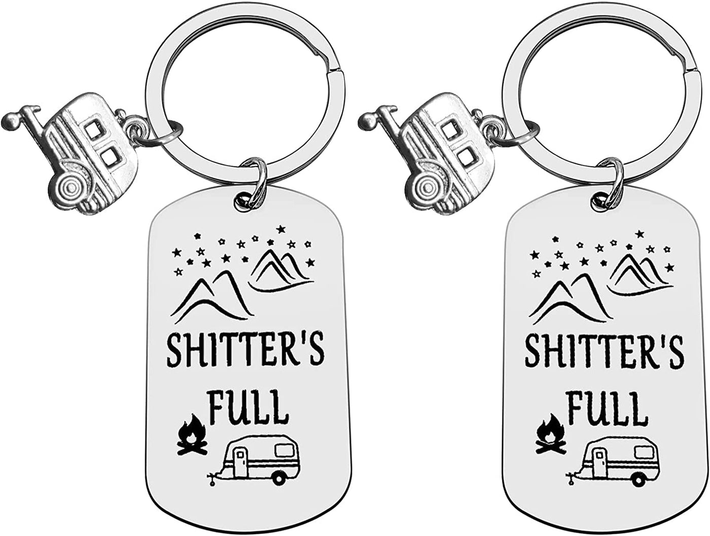 2pcs  Happy Camper RV Keychain Camping Gifts for Men Women Camper Trailer