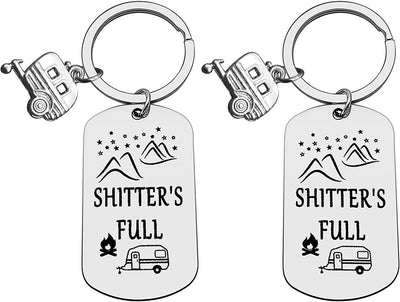 2pcs  Happy Camper RV Keychain Camping Gifts for Men Women Camper Trailer