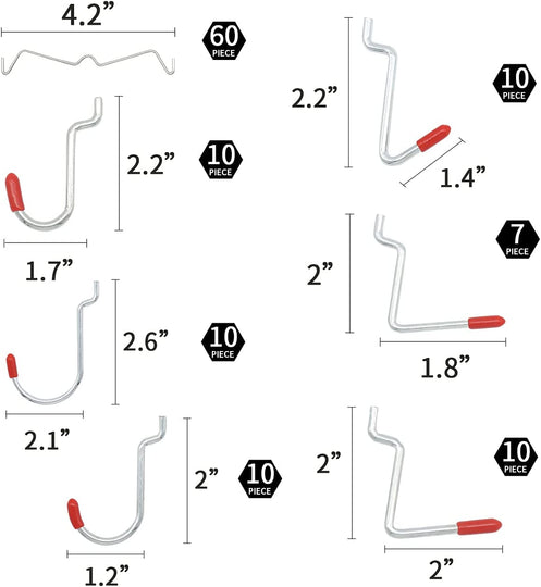 150 Piece Pegboard Hooks Assortment, Metal Pegboard Hooks, Plastic Bins, and Peg Locks for Organizing Tools