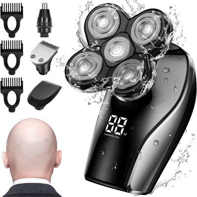 4-in-1 Waterproof Cordless Electric Shaver with LED Display & Grooming Kit