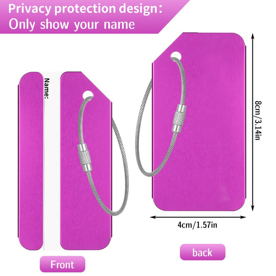 8 Pcs Luggage Tags with Steel Loop and Name ID Card, 3.14*1.57 Inches Aluminium Luggage Tags for Suitcases, Travel Baggage Bag Tags Suitable for Luggage Suitcase Baggage (8 Colors)