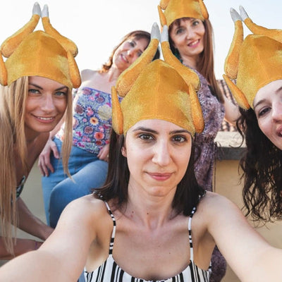 4 Pack Turkey Hats - One Size Fits Most 12'' Wide
