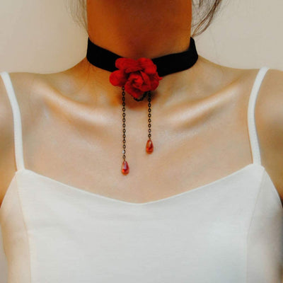  2PCS Rose Flower Choker