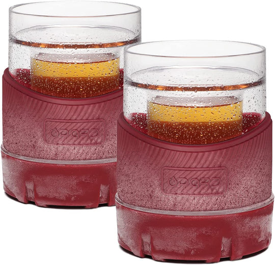  5oz Cooling Cups Double Wall Plastic Insulated Freezable Whiskey Glasses Drink Chilling Tumbler Set of 2 for Whiskey, Wine, Cocktails, Juice