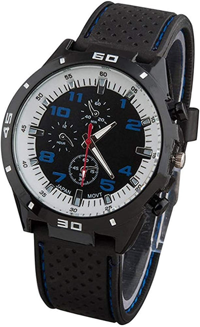 Men's GT Racer Sport Watch Military Pilot Aviator Army Style Black Silicone Mens Watch