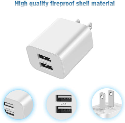  2Pack Dual Port Cube Plug Power Charging Adapter for Apple iPhone