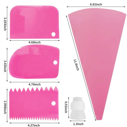 21Pcs Piping Bags and Tips Set,Reusable Silicone Pastry Bag with Stainless Steel Nozzle Icing Tips Set, Icing Smoother & Couplers &Sealing Clip for Baking Decorating Cake Tool