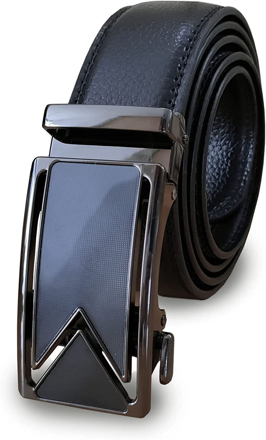Men's Ratchet Belt with Metal Automatic Click Sliding Buckle