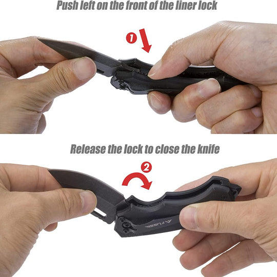  Mini Folding Pocket Knife, 2.5-Inch Stainless Steel Drop Point Blade, EDC Pocket Knives for Men with Bottle Opener and Glass Breaker (Stonewash), Black