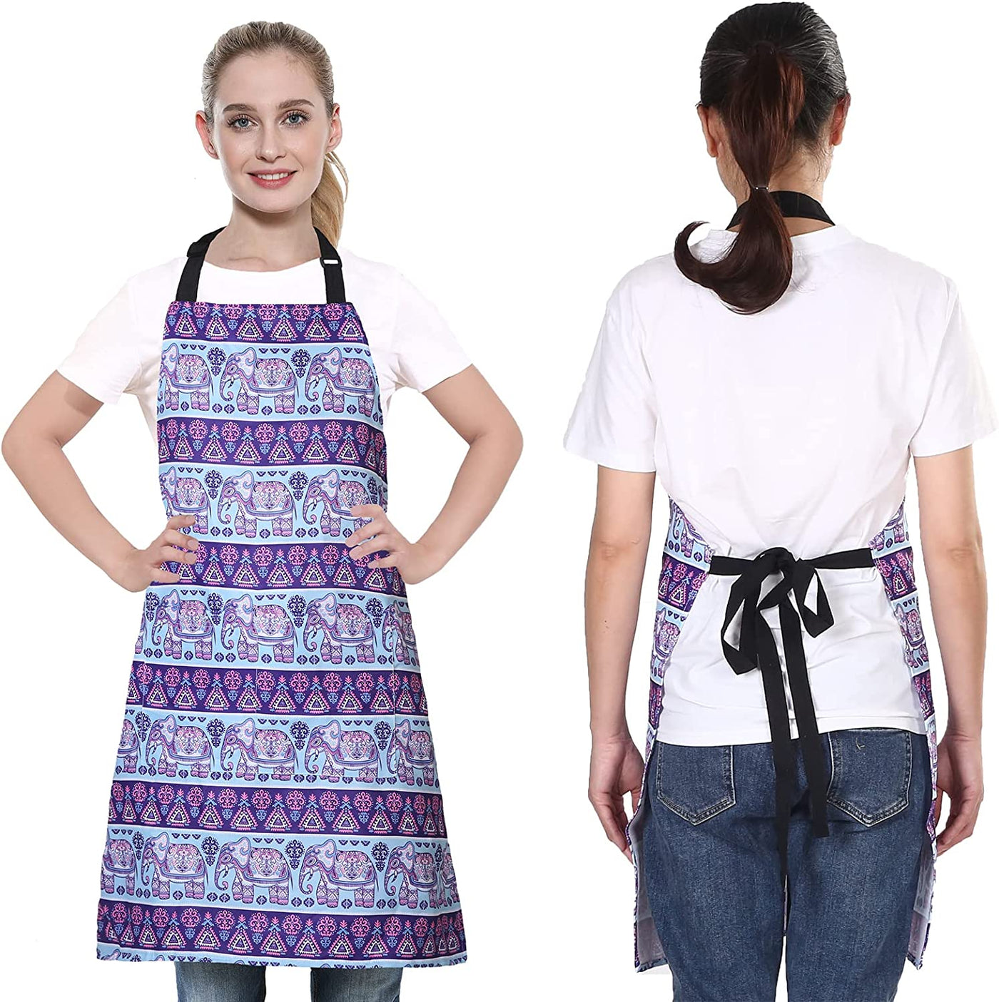 Adjustable Bib Apron Extra Long Ties with 2 Pockets 