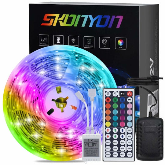 16.4Ft  LED Light Strip, 5M RGB Color Changing 3528 300 LEDs with 44 Keys IR Remote