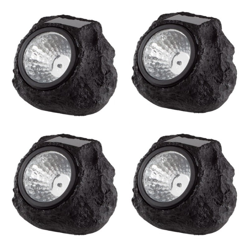  4-Piece Faux-Stone LED Solar Lights Set 