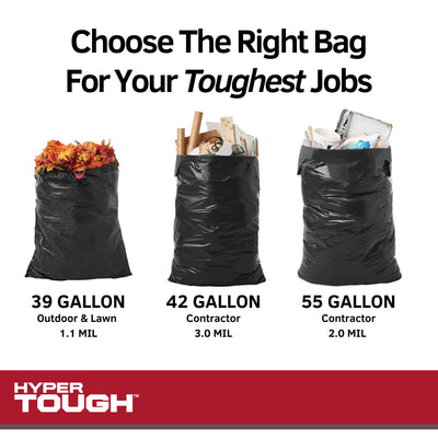 39-Gallon Drawstring Outdoor & Lawn Trash Bags, 1.1 MIL, 30 Bags