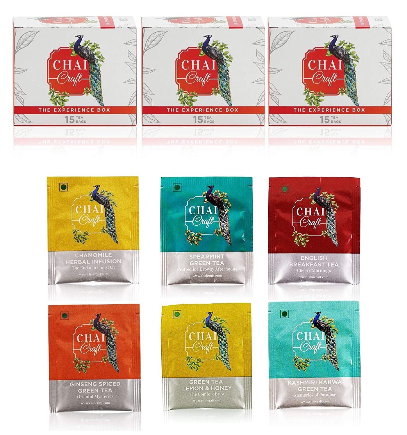 6 Assorted Flavors 45 Teabags -Chai Craft Experience Tea Box