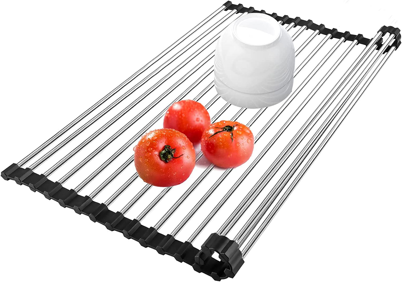 Over-The-Sink Roll-up Dish Drying Rack, Multipurpose-Heat Resistant Dish Drying Rack (16.9" x 14.2")