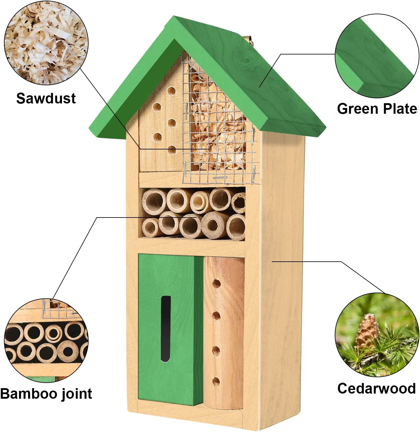 Outdoor Hanging Bamboo Habitat for Mason Bee Butterfly Ladybugs 