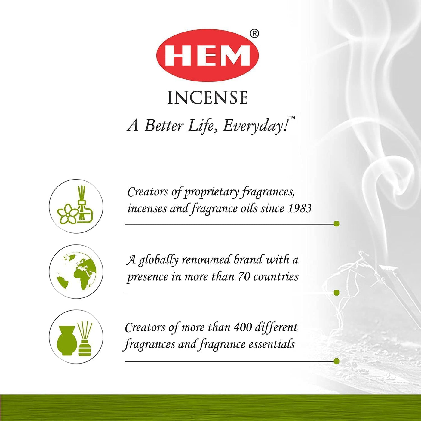 HEM Lemongrass Incense Sticks - Pack of 6 (20 Sticks Each) Scented Sticks for Relaxing & Meditation