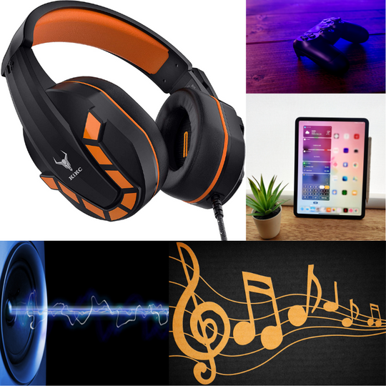 Gaming Headset with Mic and Controllable Volume for Xbox One, PS5, PC, Mobile Phone and Notebook