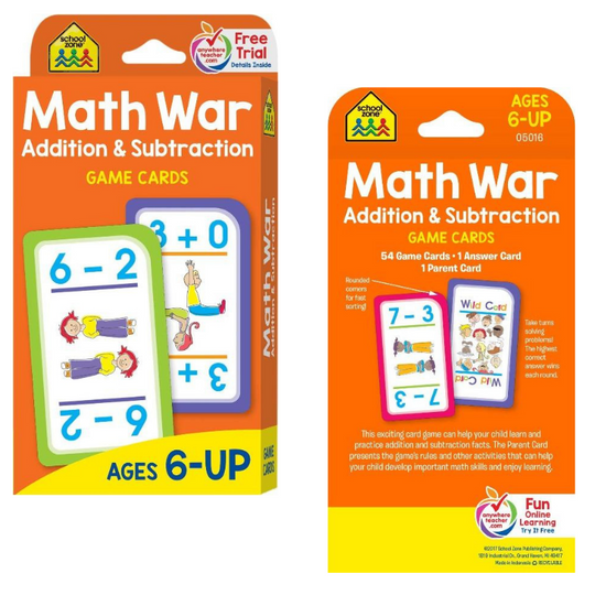 Math War Addition & Subtraction Game Cards