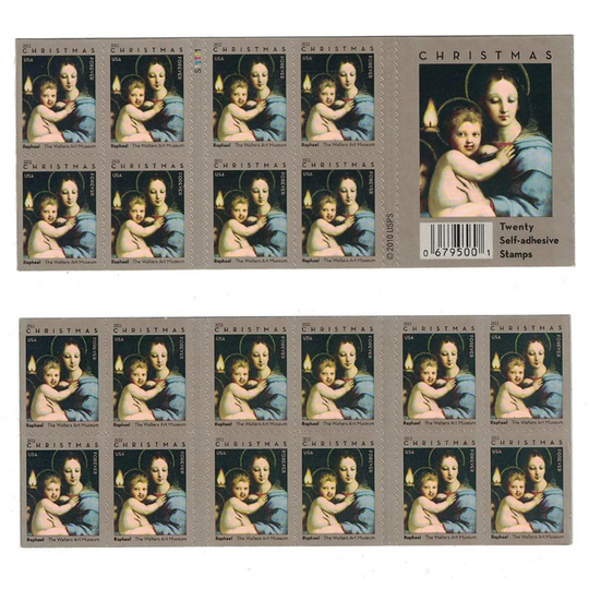 USPS Christmas Madonna of the Candelabra by Raphael 2011 Forever Stamps - Booklet of 20 Postage Stamps