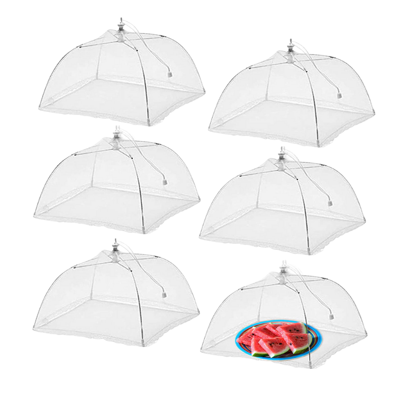 Simply Genius (6 pack) Large and Tall 17x17 Pop-Up Mesh Food Covers Tent Umbrella for Outdoors, Screen Tents, Parties Picnics, BBQs, Reusable and Collapsible