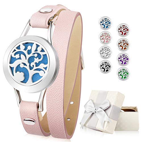 Stainless Steel Essential Oil Diffuser Leather Band Bracelet