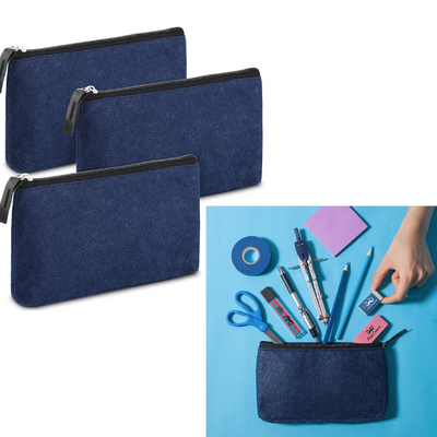 Mr. Pen- Pencil Case, Pencil Pouch, 3 Pack, Blue, Felt Fabric Pencil Case, Pen Bag, Pencil Pouch Small, Pen Case, School Supplies, Pencil Case, Pencil Bags, Pen Pouch, Pencil Pouches with Zipper