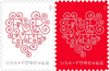 USPS Forever Hearts Forever Stamps - Booklet of 20 Postage Stamps