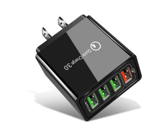 Black 48W Fast Wall Charger 3.0 USB Charger for Samsung iPhone Huawei