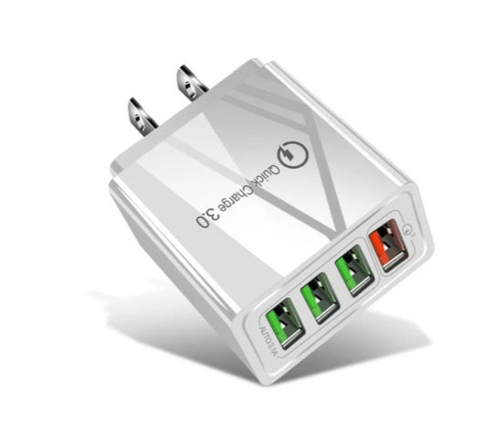 White 48W Fast Wall Charger 3.0 USB Charger for Samsung iPhone Huawei