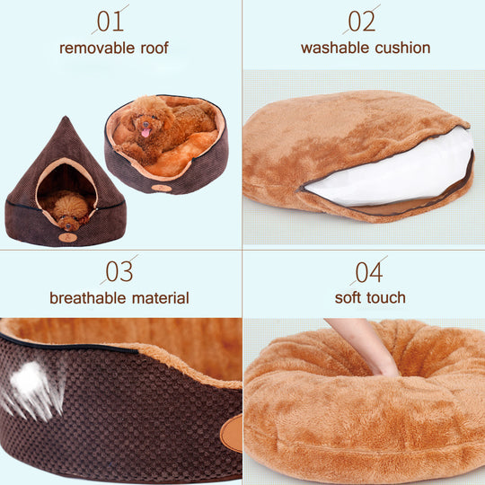 HOOPET Pet Dog Cat Tent House All Seasons Dirt-resistant Soft Yurt Bed with Double Sided Washable Cushion