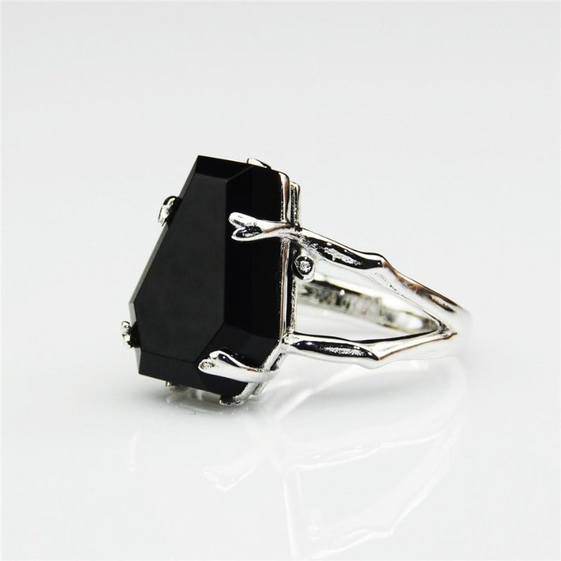 Natural Onyx Black Agate Ring