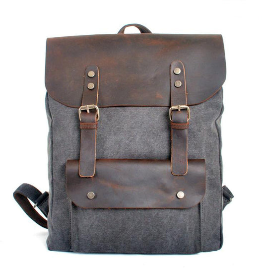 Backpack Leather Canvas Old Military Style